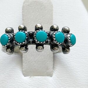 Vintage Southwestern Snake Eye Turquoise Sterling Silver Ring